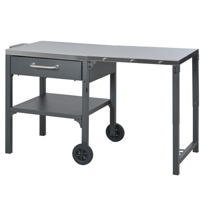 Foldable Outdoor Kitchen Cart With Storage For Patio