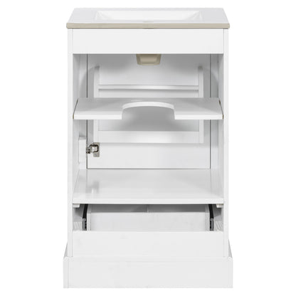 Bathroom Vanity With Sink, Soft Close Door, Adjustable U-Shaped Shelf