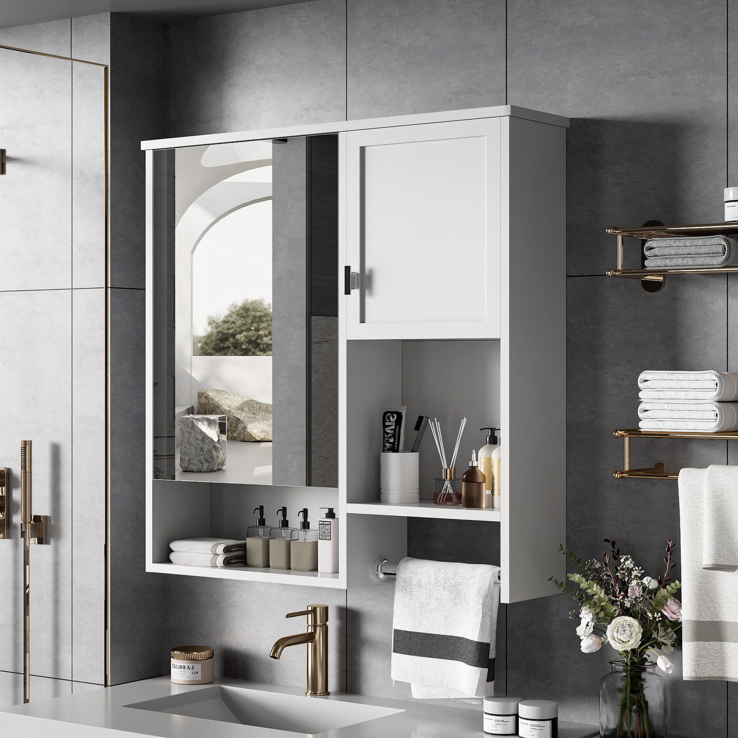 Modern Wall Mounted Bathroom Medicine Cabinet, Bathroom Wall Storage Cabinet With Mirror