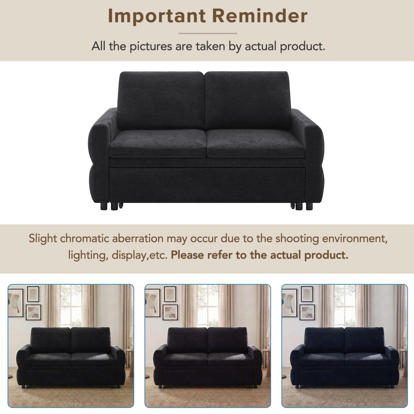 Convertible Sofa Bed Loveseat With Adjustable Backrest And USB Ports