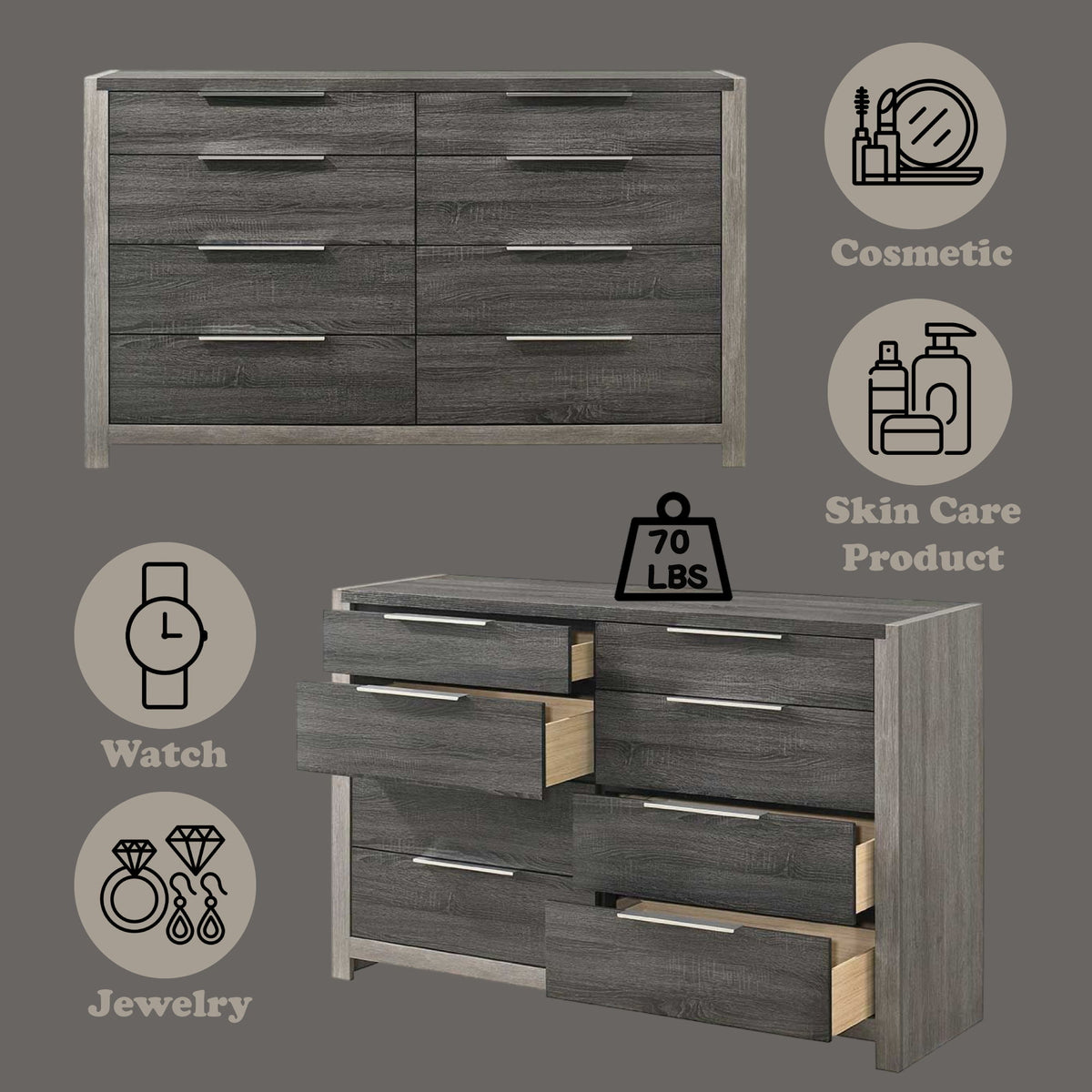 Jehoram - Dresser - Gray