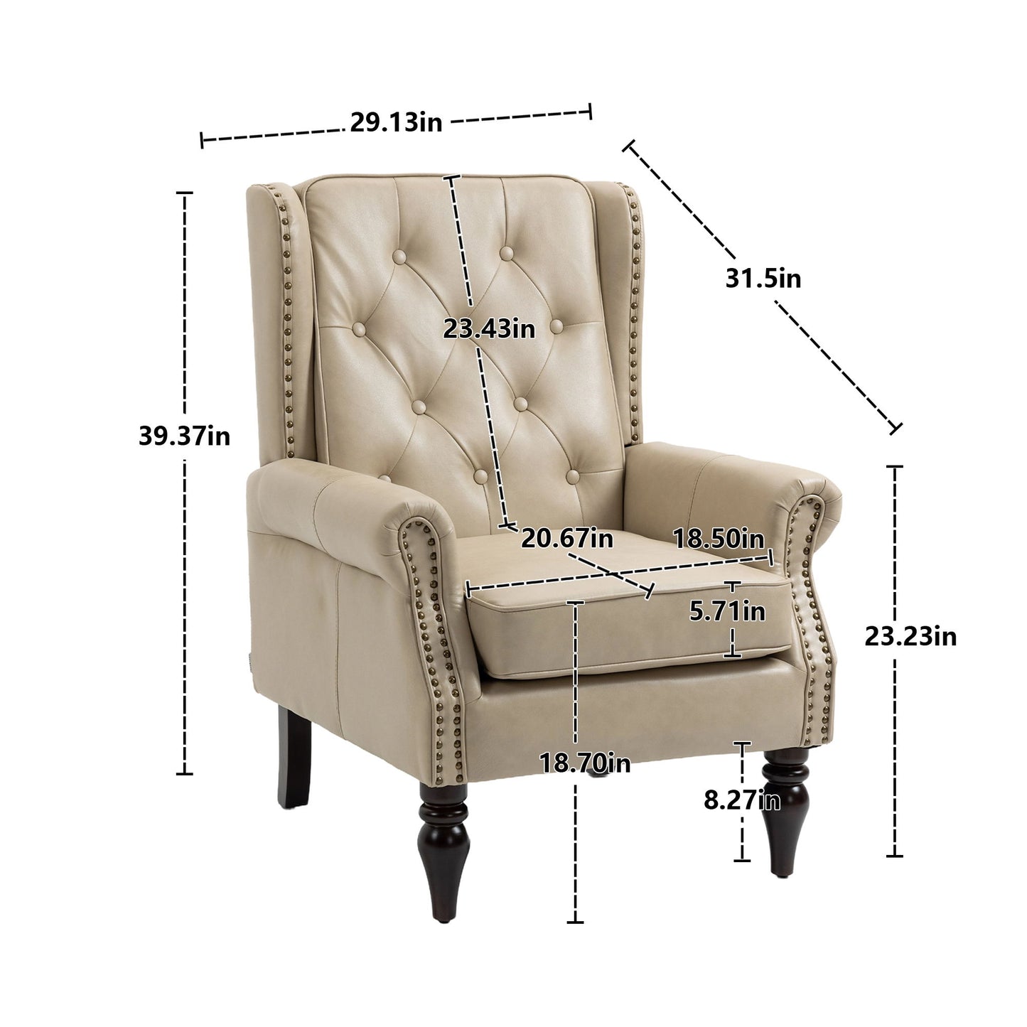 Modern Accent Armchair With Sturdy Wood Legs