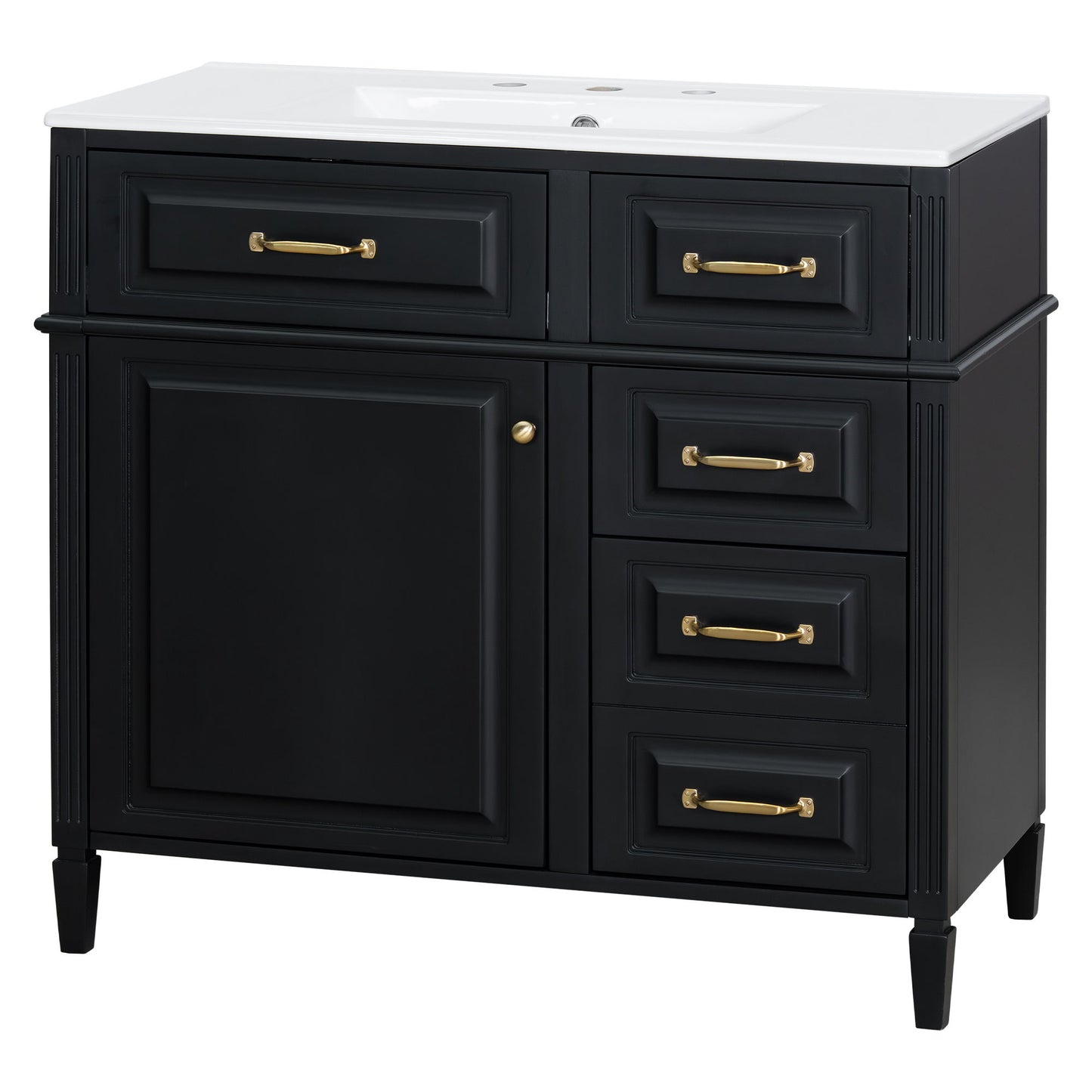 Modern Bathroom Vanity With Sink Top, Flip Drawer Design