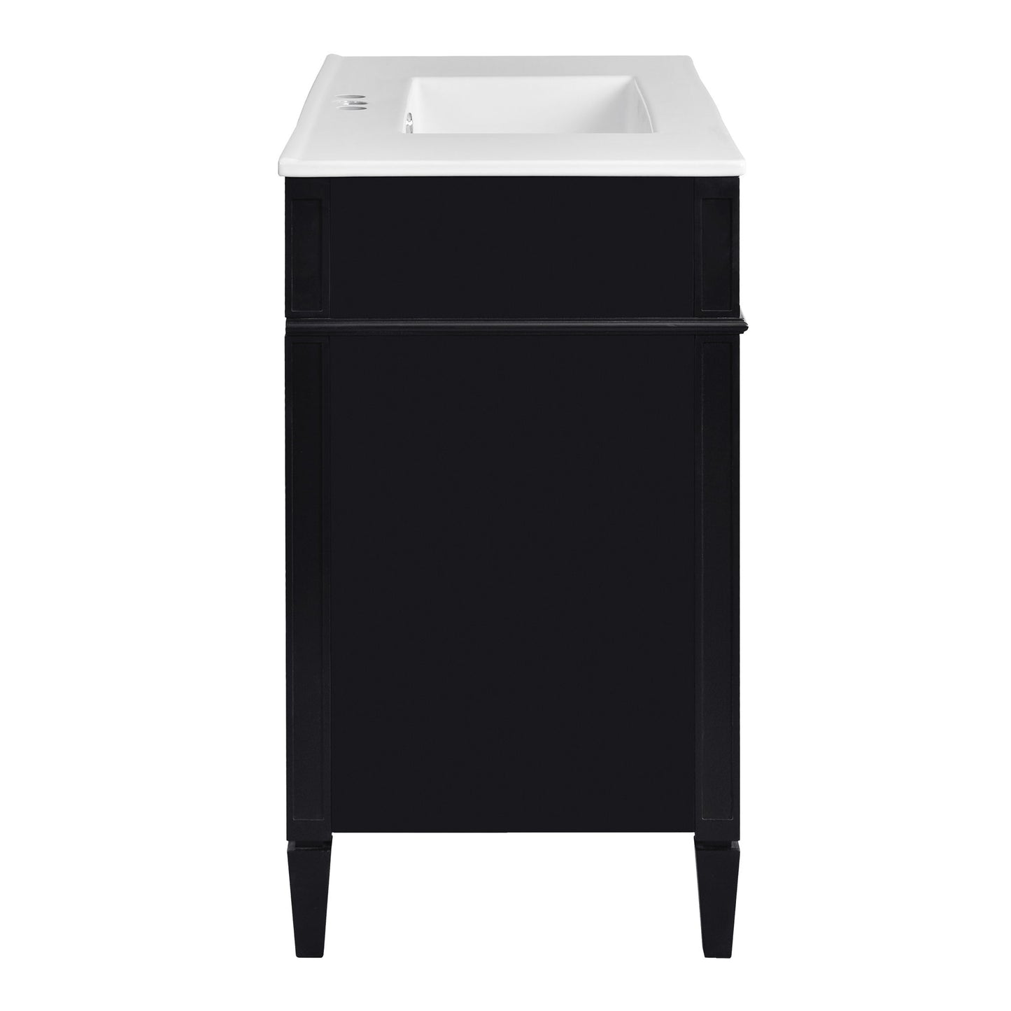 Bathroom Vanity With Mirror Cabinet, Single Sink With 2 Soft Closing Doors And 4 Drawers