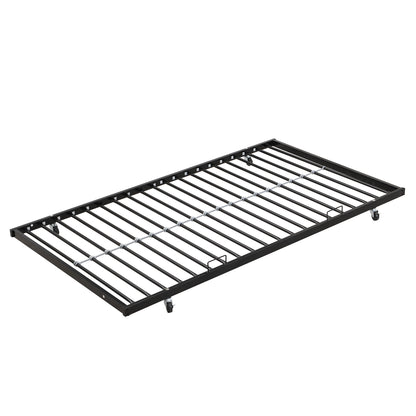 Modern Metal Bunk Bed With Side Ladders And Guardrail