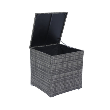 8 Piece Patio Sectional Wicker Rattan Outdoor Furniture Sof Set With One Storage Box Under Seat And Cushion Box - Gray / Black