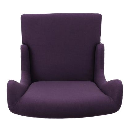 Fabric Dining Chair With High Back And Birch Wood Legs - Plum