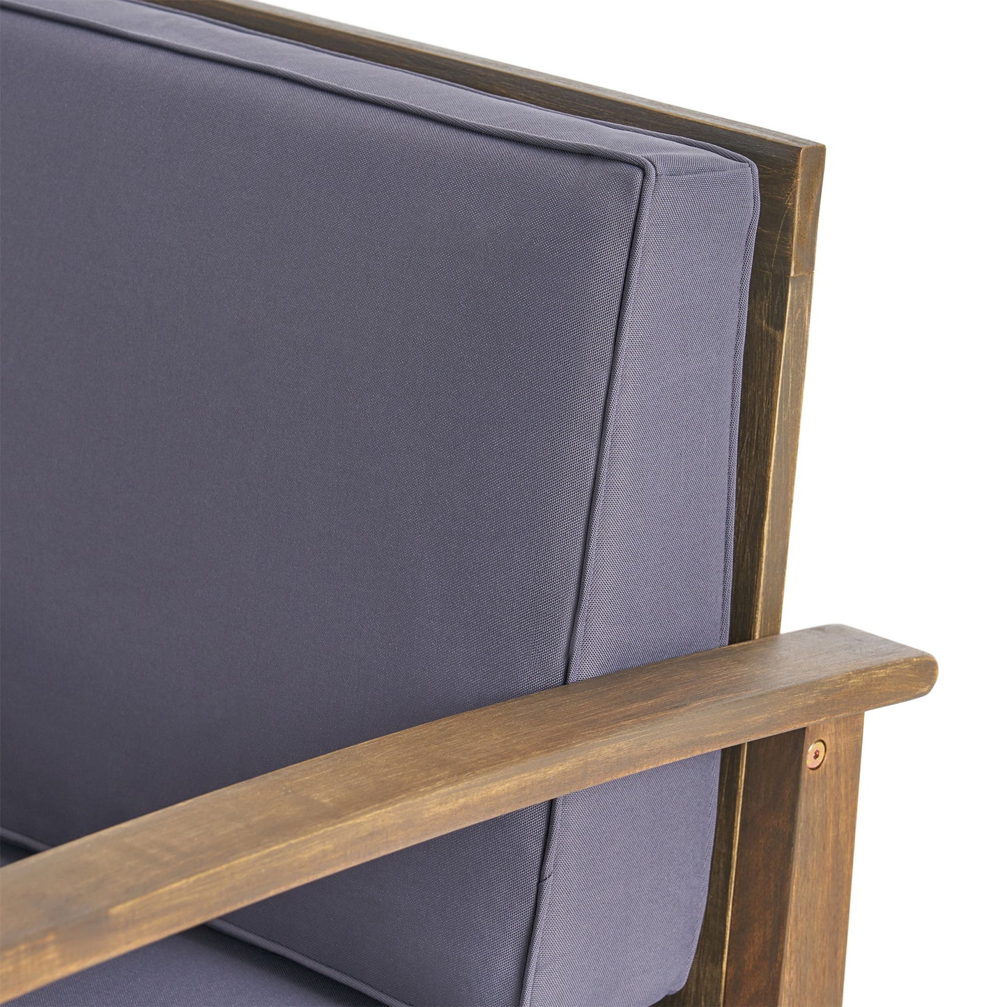Enchanting Outdoor Club Chair With Slat Panel Design And Water Resistant Cushion - Dark Gray