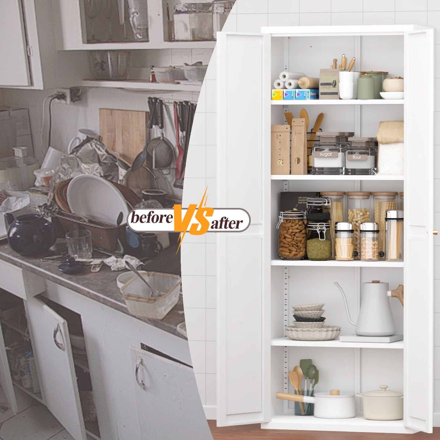 Adjustable 2 Door Storage Cabinet With Adjustable Shelves