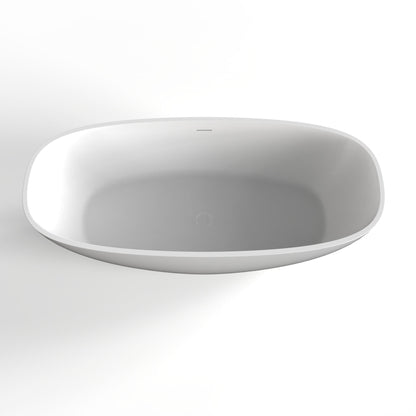 Soaking Bathtub, Freestanding, Solid Surface - Matte White