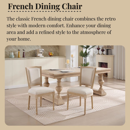 Dining Chairs Upholstered With T - Shaped Back (Set of 2) - Beige