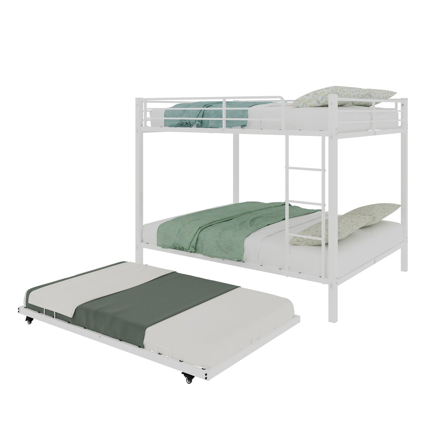 Bunk Bed For Kids, Convertible Frame With Ladders & Guardrail