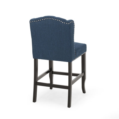 Vienna - Fabric Tufted Counter Stool With Nailhead Accents (Set of 2)