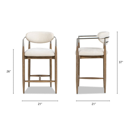 Artemis - Mixed Material Upholstered Counter Stool - Warm White