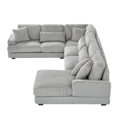 U - Shaped Sectional Sofa With Chaise Lounge, Oversized Living Room Sofa - Gray