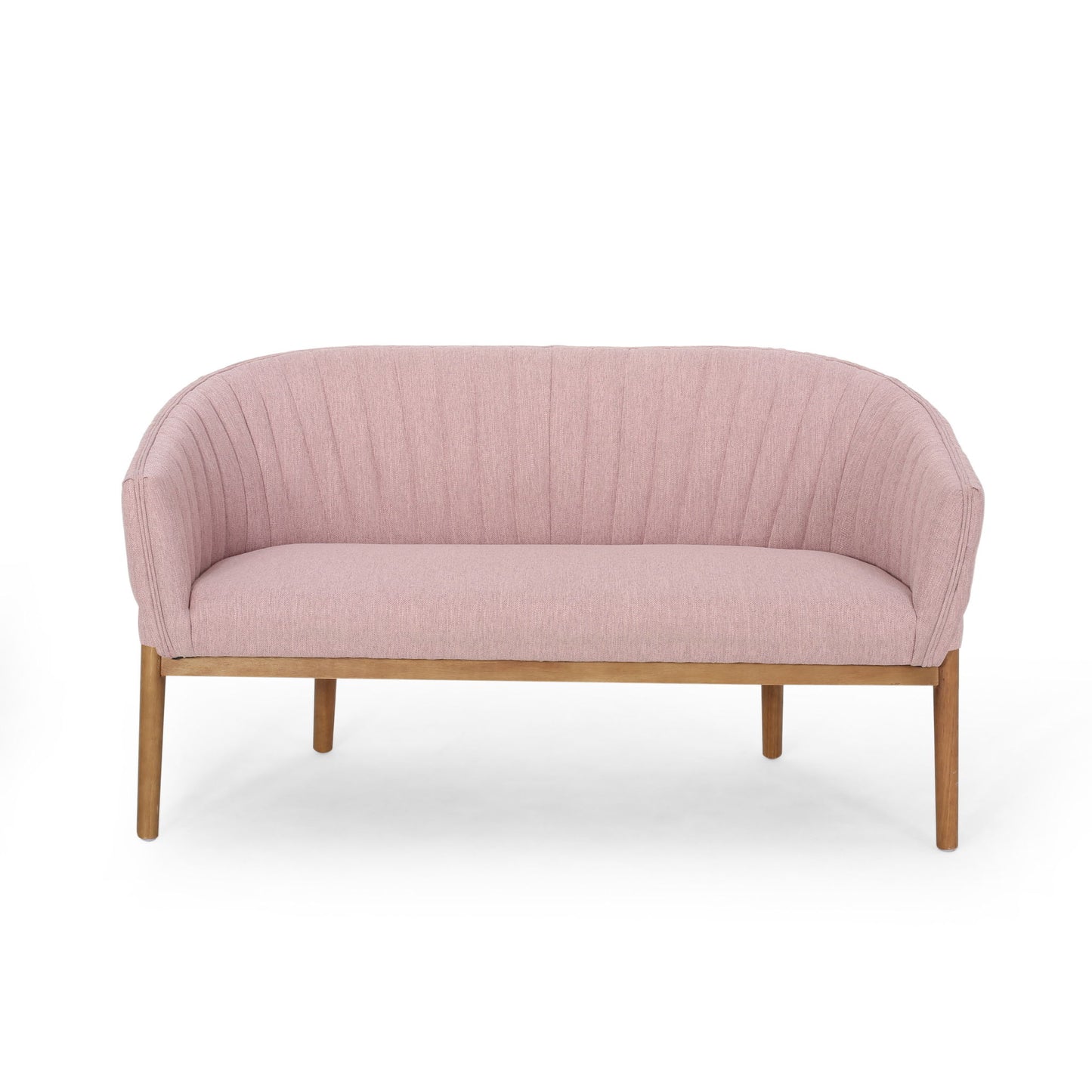 Mid Century Modern Loveseat With Channel Stitched Backrest