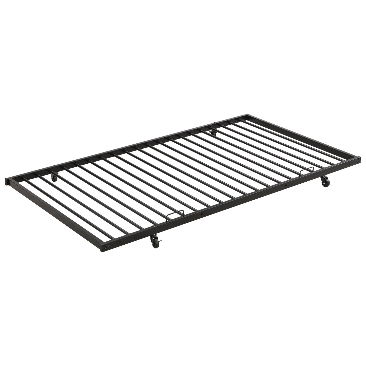 Full Over Full Modern Metal Bunk Bed With Trundle - Black