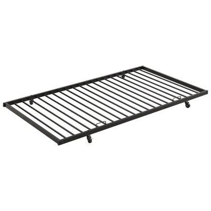 Full Over Full Modern Metal Bunk Bed With Trundle - Black