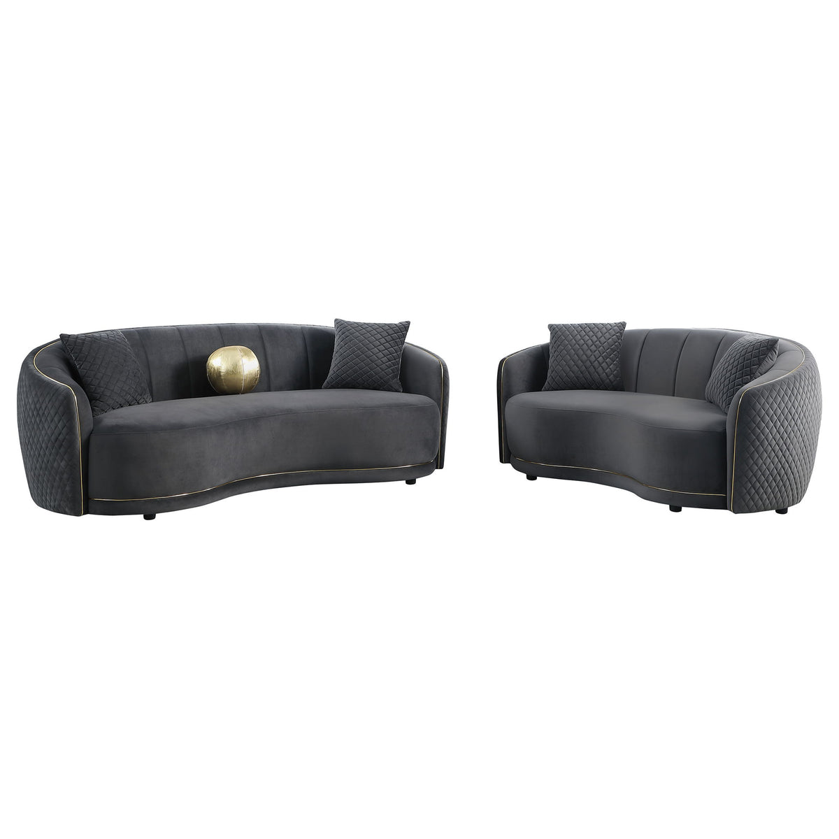 Lorraine - Upholstered Curved Loveseat - Dark Gray