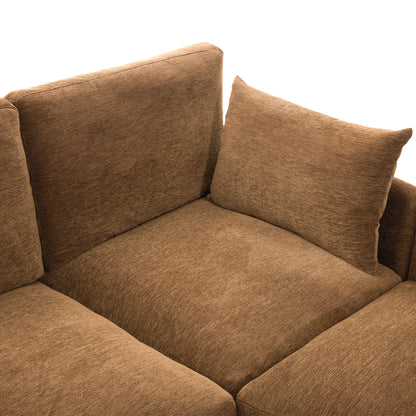 Modern Modular U-Shaped Sofa Bed With Movable Ottoman, USB Ports, Phone Holder