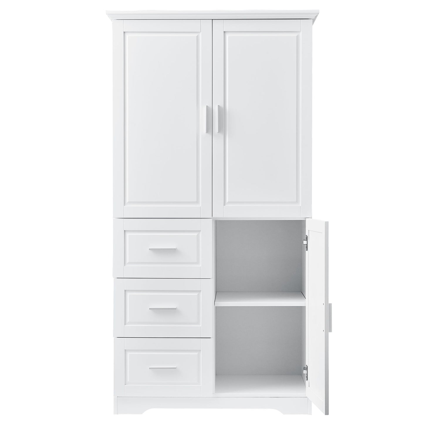 Tall Wide Storage Cabinet With Doors, 3 Drawers