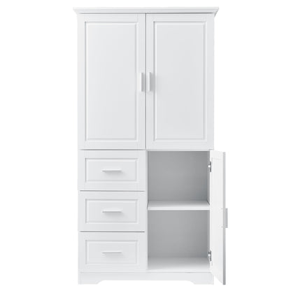 Tall Wide Storage Cabinet With Doors, 3 Drawers