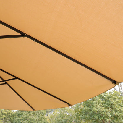 Double- Sided Outdoor Market Umbrella With Lights And Base