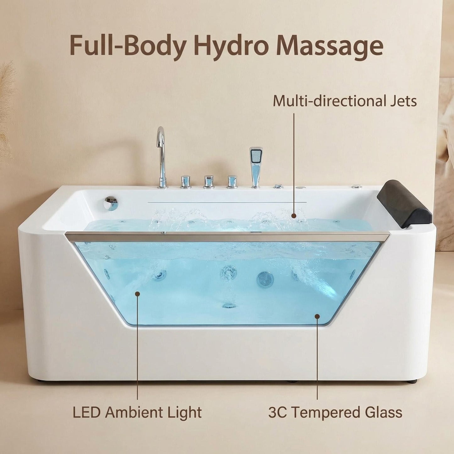 Xavier - Single Massage Bathtub - Milk White