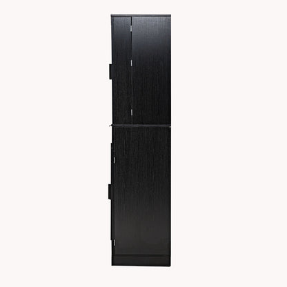 Fluted Kitchen Pantry Cabinet With 3 Keyboard Drawers & 6 Door Shelves Adjustable