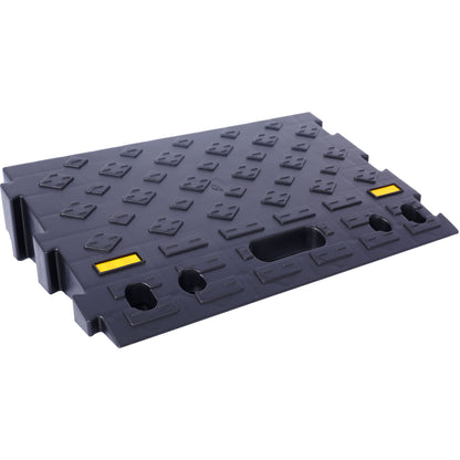 Heavy Duty Plastic 4" High Portable Automotive Curb Ramp For Cars & Wheelchairs Interlocking Design - Black