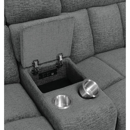 Divine - 5 Piece Power Reclining Home Theater Seating Set With Memory Foam Cushions And Storage Consoles