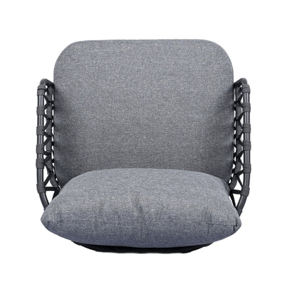 4 Piece Outdoor Patio Furniture Set, Metal Chairs With Woven Rope U Shaped Backrest