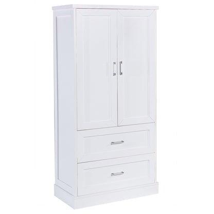 Tall Bathroom Storage Cabinet With 2 Doors And Drawers, Adjustable Shelf