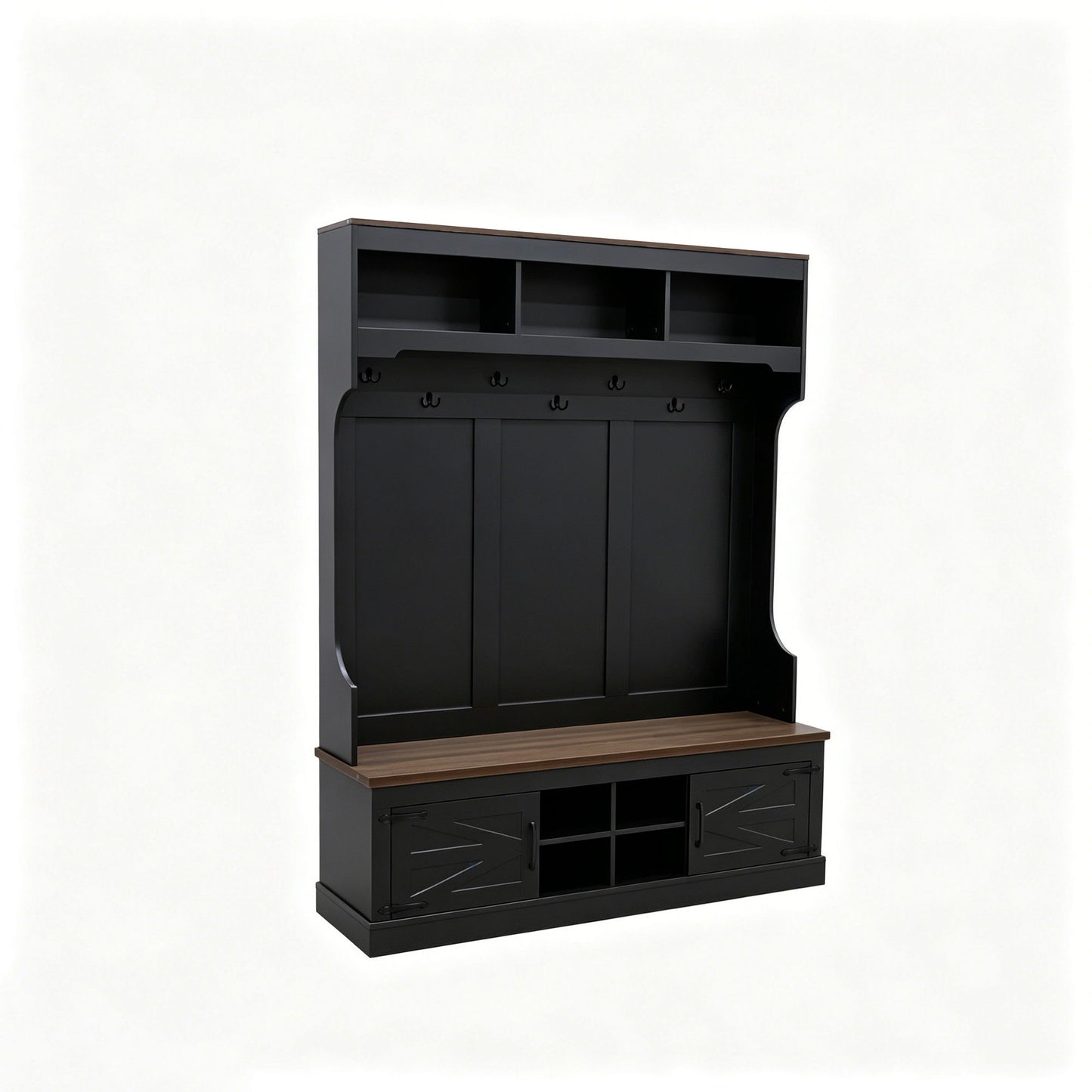 Farmhouse Hall Tree With Bench And Shoe Storage