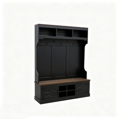 Farmhouse Hall Tree With Bench And Shoe Storage