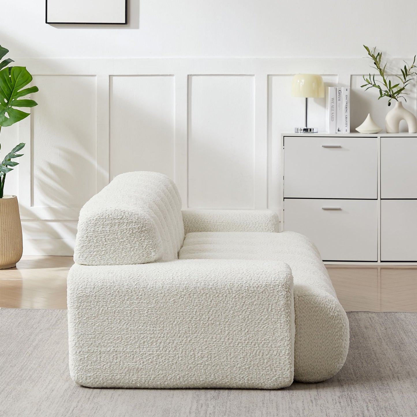 Cloud Series Minimalist Button Tufted Square Arm 3 Seater Sofa