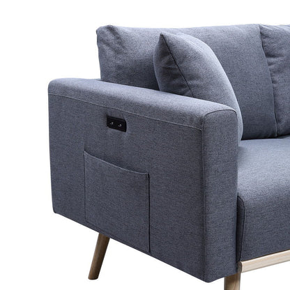 Easton - Fabric Chair With USB Charging Ports Pockets And Pillows