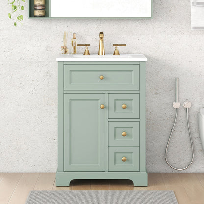 Modern Bathroom Vanity With Sink, 3 Drawers & Cabinet With 2 Tier Door Storage