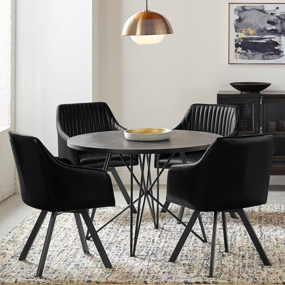 Sloped Arm Swivel Chair - Black