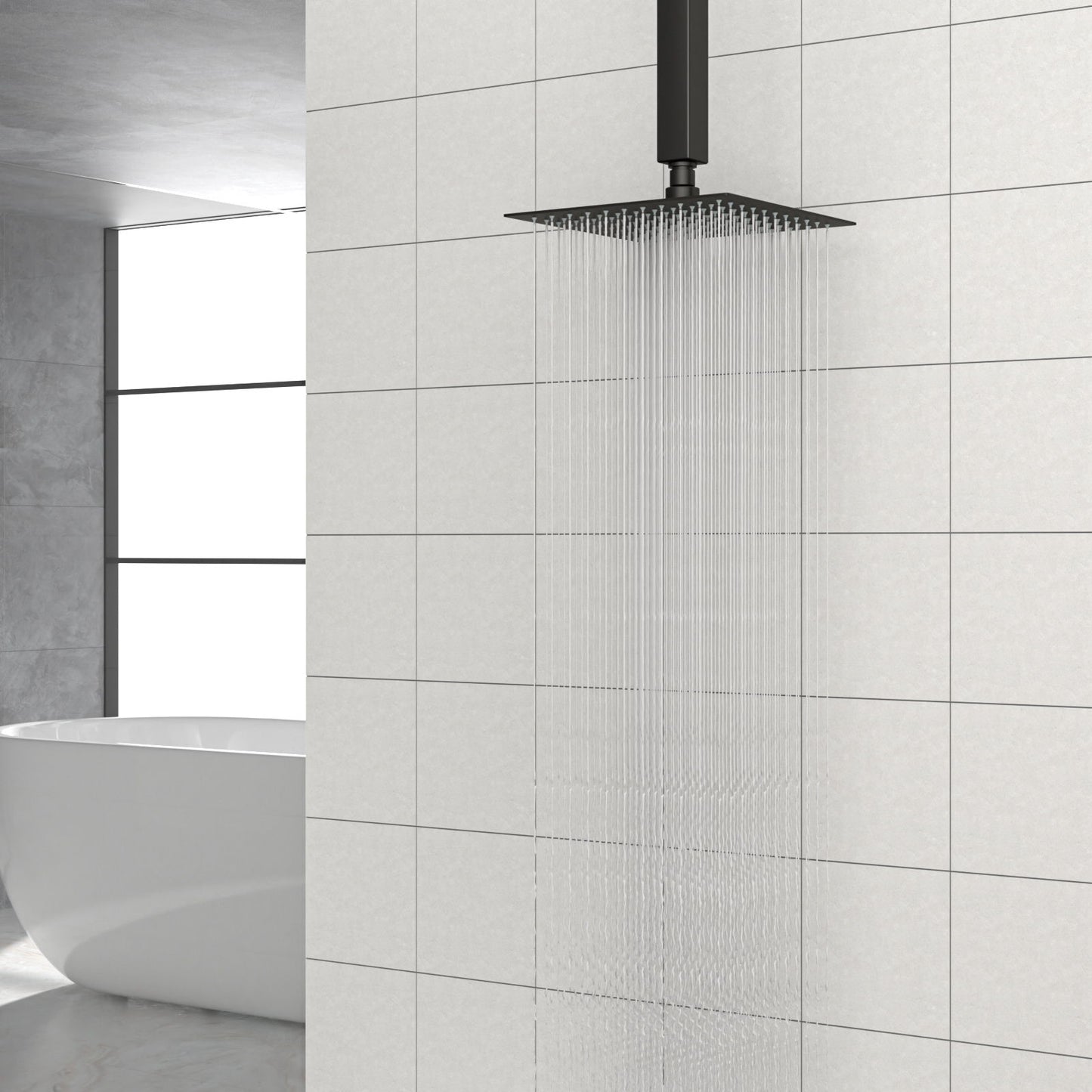 8" Square Rain Shower Head, Ceiling / Wall Mount Stainless Steel Bath Fixture