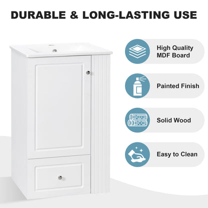 Modern Freestanding Bathroom Vanity With Sink, Soft-Close Drawer, Towel Bar