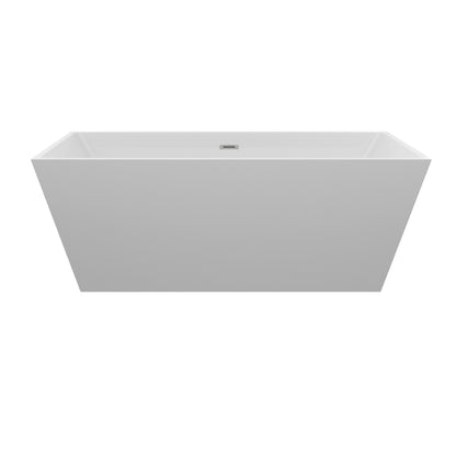 Glossy Freestanding Soaking Tub With Drain, Spacious Stand Alone Bathtub For Bathrooms - Glossy White