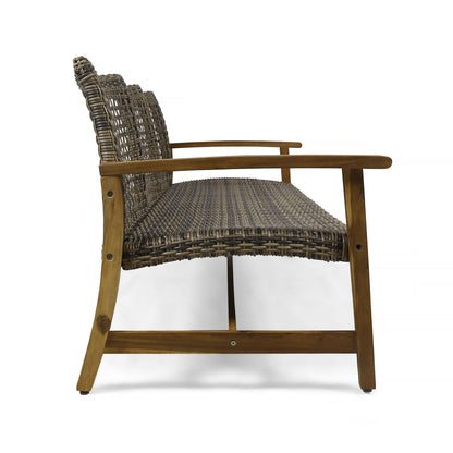 Outdoor 3 Seater Sofa With Rattan Cover - Gray