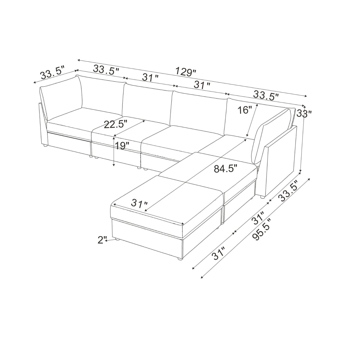 Modern Reversible Modular Sectional