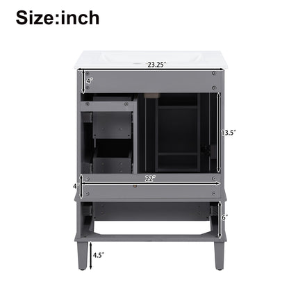 Bathroom Vanity With Integrated Basin, Soft Close Drawers, Door Mounted Double Layer Shelf