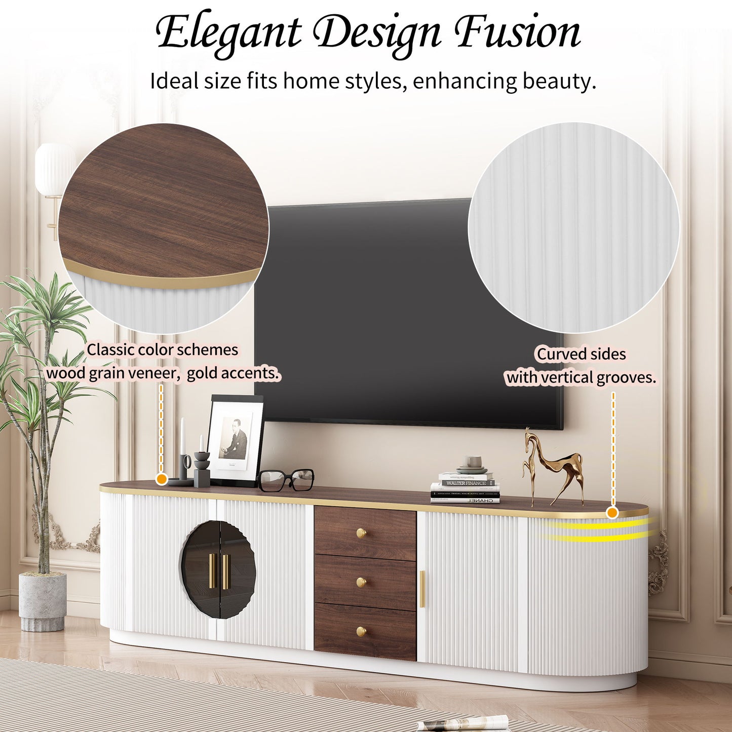 Modern Minimalist TV Stand For TVs Up To 80" With 3 Drawers And 1 Shelf