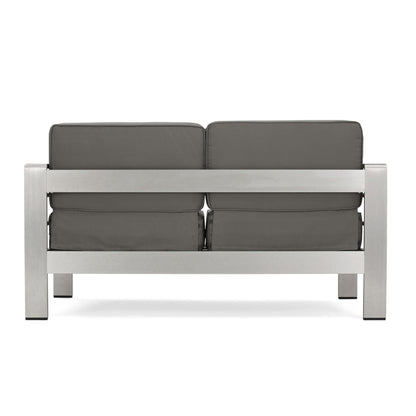 Outdoor Aluminum Loveseat With Cushion - Gray