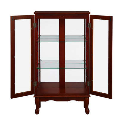 Curio Cabinet Lighted Curio Diapaly Cabinet With Adjustable Shelves And Mirrored Back Panel, Tempered Glass Doors (3 Tier), (E26 Light Bulb Not Included)