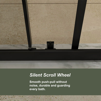 Single Sliding Shower Door, Thick Clear Tempered Glass Shower Door With Stainless Steel Handle