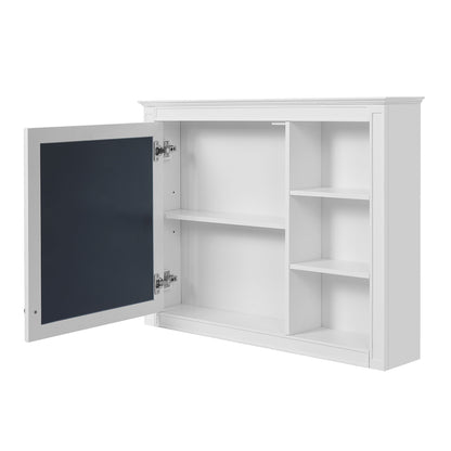 Wall Mounted Medicine Cabinet With Mirror, Adjustable Shelf - White